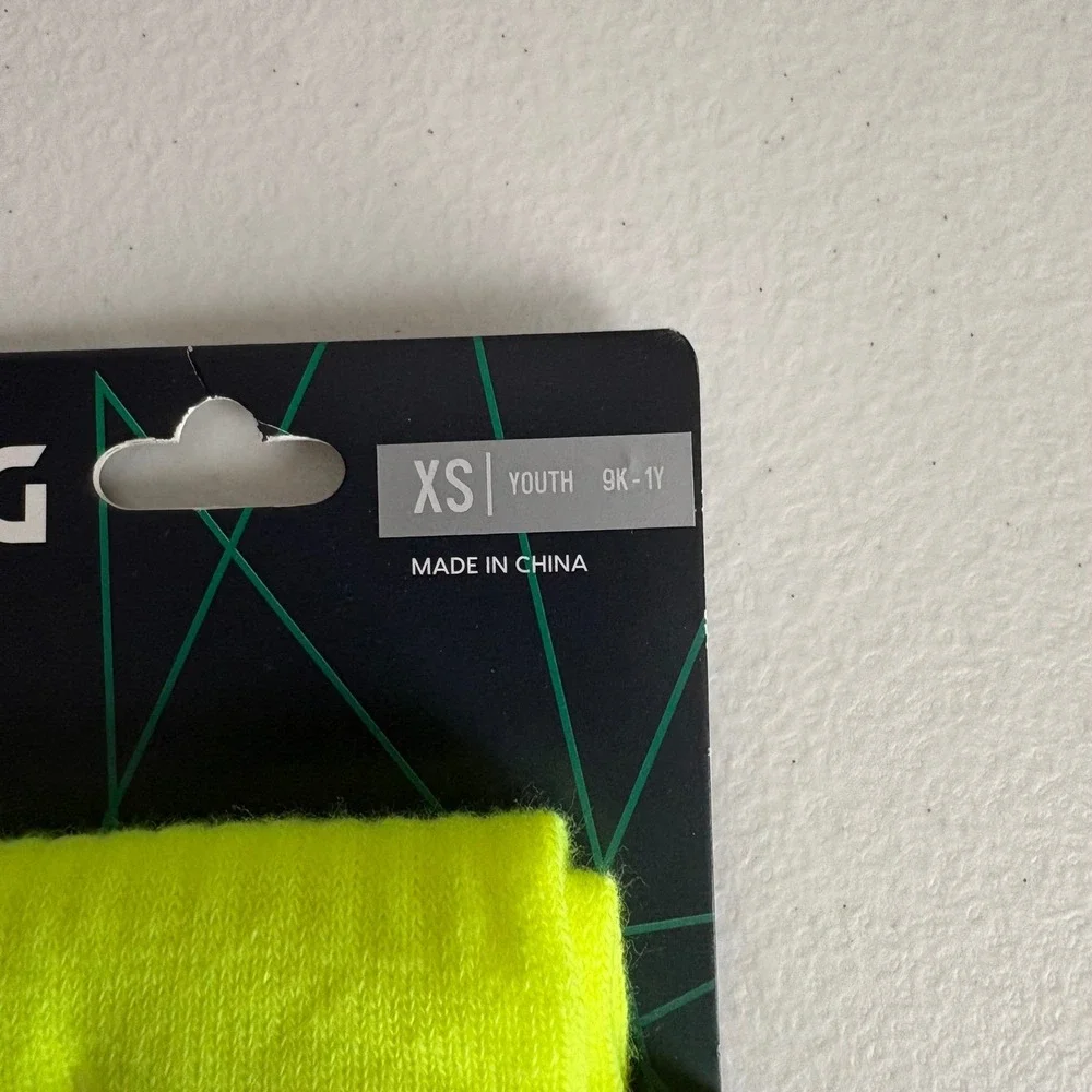 DSG All-Sport Socks Youth XS Neon Yellow Volt Arch‎ Support 2 Pairs NWT